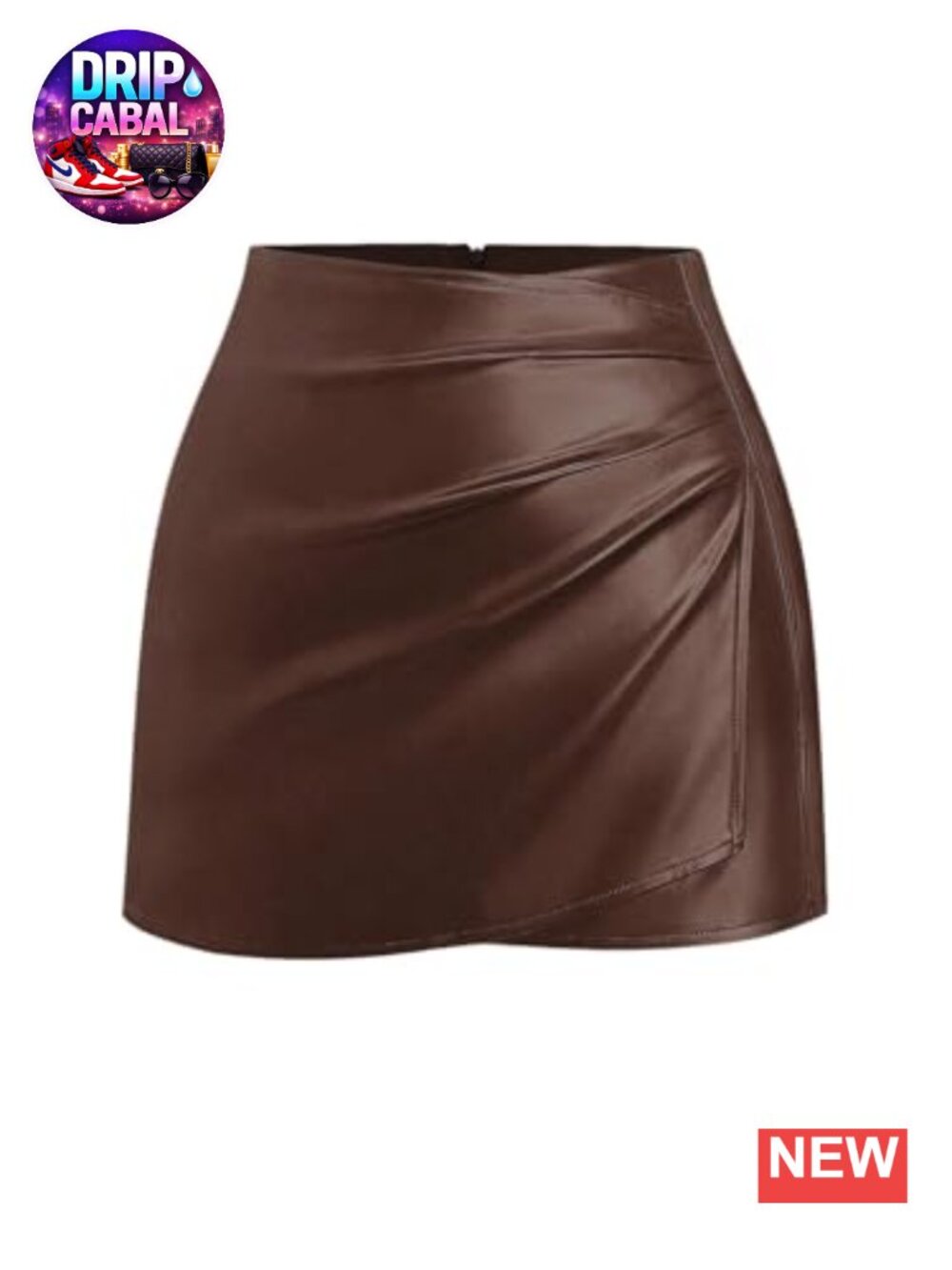Womens High Waist Mini Leather Skirt Wrap Ruched Bodycon Pencil Skirt